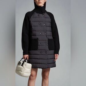 Moncler- PADDED LONG WOOL CARDIGAN- Size L